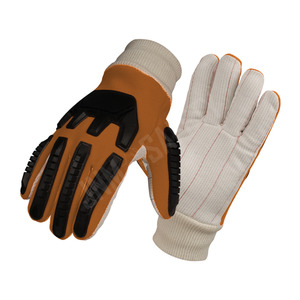 ถุงมือเซฟตี้อุตสาหกรรมคุณภาพพรีเมียม ผ้าฝ้ายและหนัง ป้องกันแรงกระแทกด้วย TPR และป้องกันการเสียดสี - Product Image 5