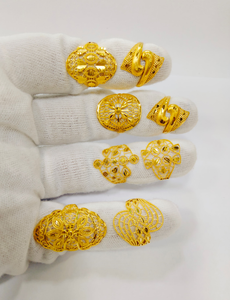 Solid 22K Turkish Gold Classic Filigree <b>Rings</b> for Women Authentic Hollow Flower <b>Statement</b> <b>Ring</b> Ethnic Dubai Fine Wedding Jewelry - Product Image 2