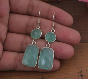 Natural Aqua Blue Chalcedony <b>Earring</b> Sterling <b>Silver</b> Luxury Water Drop <b>Earrings</b> Women <b>Wedding</b> Fine Jewelry Gift - Product Image 6