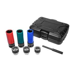 7pcs 1/2" Drive Non-marring <b>Impact</b> <b>Deep</b> Lug <b>Socket</b> <b>Set</b> and Extractors - Product Image 1