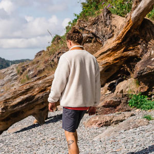 Veste en polaire sherpa de qualité supérieure, couleur blanche, col montant, fermeture éclair sur le devant, manches longues, légère, écologique, respirante pour homme - Product Image 4