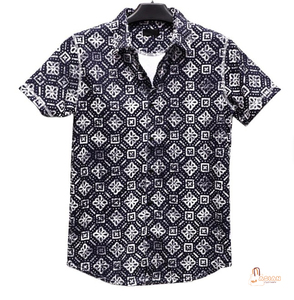 เสื้อเชิ้ตลำลองแขนสั้นพิมพ์ลายดอกไม้สำหรับเด็กผู้ชาย ปกคอปก ผ้าทอทรงปกติ - Product Image 2