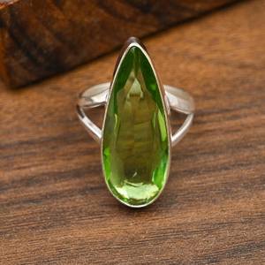 Green Amethyst Gemstone Ring Handmade 925 Sterling <b>Silver</b> Natural Green Amethyst Jewelry Gift For Mother Women - Product Image 1