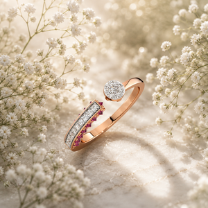 Anillo de Lujo con Zafiro Rosa y Diamantes para Mujer, Diseño Moderno de Bypass, Chapado en Rodio, para Bodas y Fiestas, Oro de 10K, 14K, 18K, Plata 925, 935 - Product Image 1