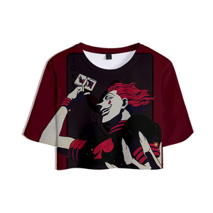 Joker Character Printed <b>Crop</b> <b>Top</b> Short Sleeve O-Neck Casual Men's T-Shirt <b>Red</b> Black Design - Product Image 1