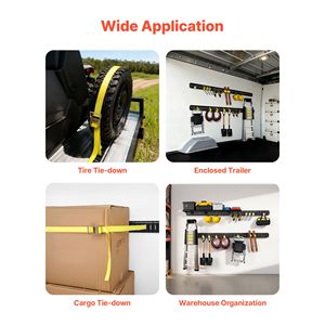 Kit 4 Pezzi Binario E-Track da 2,35 m con 26 Accessori per il Controllo del Carico, Include 2 Cinghie a Cricchetto, 8 O-Ring, 8 Anelli di Fissaggio a D - Product Image 3