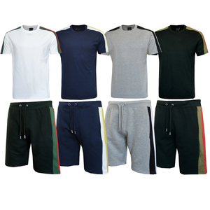 Men's Casual T-Shirt and Shorts <b>Set</b> Color Blocking Crew Neck <b>Knitted</b> Polyester Cotton Breathable Summer Wear - Product Image 6