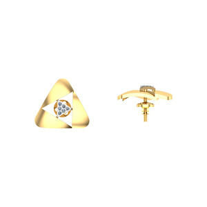 Pendientes con Forma de Triángulo, Pendientes de Diamantes en Oro Amarillo de 18K, Diseño Minimalista para Uso Diario de Mujeres - Product Image 5