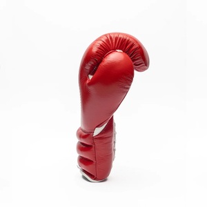 Gants de boxe d'entraînement unisexes personnalisables rouges 8oz 10oz 12oz 16oz en cuir de vachette imperméable à lacets - Product Image 5