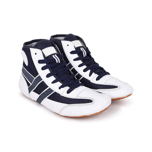 Chaussure d'entraînement antidérapante à prix abordable et service OEM ODM, chaussures de boxe montantes à lacets en similicuir noir, rouge et or - Product Image 5