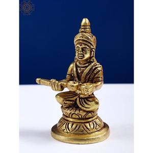 Statue en laiton d'annapurna de 3 pouces faite à la main Sculpture de petite taille fabriquée en Inde - Product Image 3