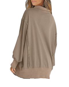 Top informal holgado para mujer, sudadera de manga larga 2025, cuello Polo, transpirable, antiarrugas, parte delantera, bordado 100% - Product Image 3