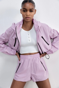 Veste coupe-vent en nylon et polyester pour femme, automne/hiver, réversible, imperméable, ensemble veste courte et short, haute qualité - Product Image 4