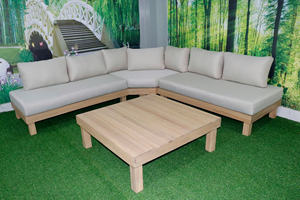 Ensemble de canapés d'angle en acacia pour l'extérieur, conçu avec une finition en bois naturel et des sièges rembourrés pour les patios et les jardins - Product Image 5