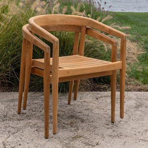 Ensemble de salle à manger en teck massif avec sièges en mousse souple supplémentaires recouverts d'un tissu imperméable de couleur bois naturel pour l'extérieur - Product Image 4