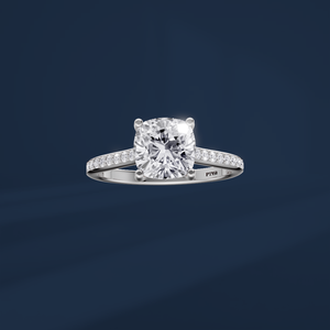 Women's PT950 Platinum <b>Cushion</b> Brilliant Cut Diamond Engagement <b>Ring</b> with Side Diamonds D Color IGI Certified Classic Style - Product Image 5