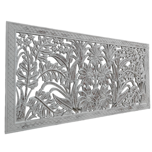 หัวเตียงไม้แกะสลักลายแมนดาลาขนาดคิงไซส์ สไตล์โบโฮ งานแฮนด์เมด ตกแต่งผนังด้วยลายดอกไม้ ทำจากไม้เอ็นจิเนียร์สีขาววอช - Product Image 3