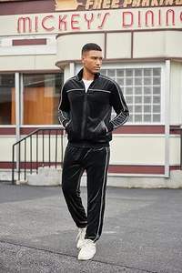 Ensemble de survêtements en velours pour homme COOFANDY, 2 pièces, veste zippée et pantalon en velours - Product Image 3