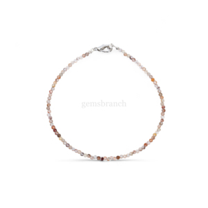 Natural <b>Red</b> Rutile Beaded <b>Bracelet</b> Faceted Round Gemstone Beads <b>Bracelet</b> Healing Crystal Jewelry for Women Handmade Gemstone - Product Image 1