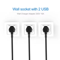 Prise de courant murale de style moderne de 15W avec 1 USB et 2 prises électriques allemandes de type C IP44 16A à courant nominal unique