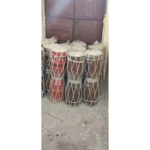 Instrumentos musicales indios decorativos y ecológicos, Dholak de madera marrón, tamaño 20 pulgadas de altura - Product Image 3