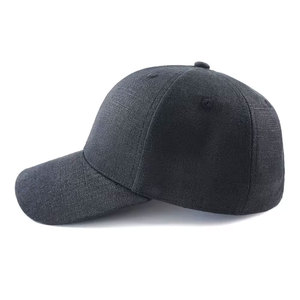 Unisex Black Baseball Cap 6-Panel Fitted Cotton Breathable & <b>Waterproof</b> Canvas Sporty Style Adult <b>Hat</b> - Product Image 1