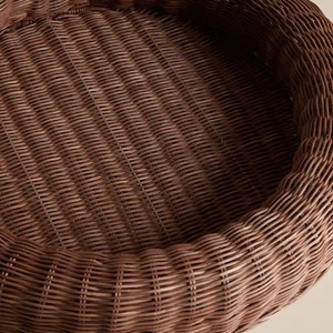 Rustic Style Intricate Dark Brown Natural Rattan Round Serving Tray Modern Minimalism Wholesale For Coffee Table Natural - Product Image 5
