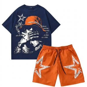 Conjunto Deportivo de Verano de 2 Piezas para Hombre, Transpirable, de Secado Rápido, Camiseta y Pantalones Cortos, Estilo Casual Vintage, OEM ODM - Product Image 2