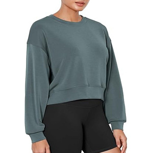 Sudaderas Lisas de Otoño Invierno para Mujer, Sudadera Holgada con Cuello Redondo, Servicio OEM - Product Image 4