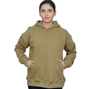 Sweat-shirts et sweats à capuche en molleton de coton teint uni de qualité supérieure, couleur marron sable, coupe ample, streetwear - Product Image 2