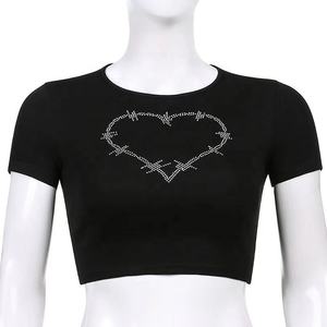 Custom Wholesale Women Cute <b>Cat</b> Graphic Crop T Shirt Short Sleeve Crew Neck Cotton Summer Casual Slim Fit Animal Tee <b>Tops</b> Fits - Product Image 6