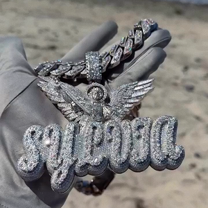 Colgante Personalizado S925 con Imagen 3D de Letra, Estilo Hip Hop, Totalmente Cubierto de Moissanita, Chapado en Oro de 10K, Certificado GRA - Product Image 1