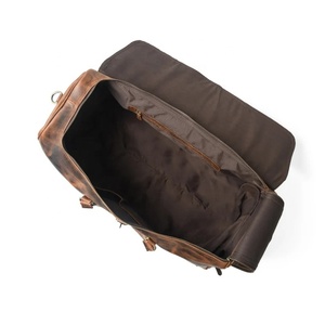 Genuine Leather Men Duffle Traveling Bag With Wheel Trolley <b>Case</b> Large Capacity <b>Weekend</b> Bag - Product Image 1