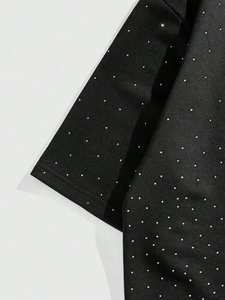 T-shirt pour homme à imprimé pois noirs surdimensionné, manches courtes, col rond, style streetwear, tissu tricoté - Product Image 3