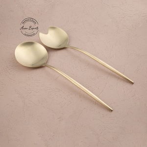 Modern Brass <b>Salad</b> Server Set Sleek Design Premium Quality Eco-Friendly Dishwasher Safe for Elegant Dining Kitchen Serving Table - Product Image 1