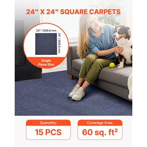 Paquete de 15 Baldosas de Alfombra Autoadhesivas de 24x24 Pulgadas, Baldosas de Alfombra Cuadradas Autoadhesivas con Acolchado Suave y sin Costuras para Pisos Comerciales - Product Image 2