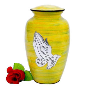 Wholesale Luxury Multi-Colored Leaf Metal Cremation Urn Bulk <b>Memorial</b> Jar with Engraved Silver Accents and Enamel Art Design - Product Image 3