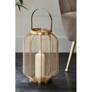 Antique Finish <b>Gold</b> Table <b>Lantern</b> Ornate Metal Cutout Candle Holder Geometric Design Home Decor Hospitality Lighting Supplier - Product Image 3