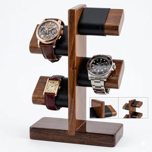Modern <b>Wooden</b> Sculpture With Black Leather Accents Handmade Freestanding Art <b>Piece</b> - Product Image 3