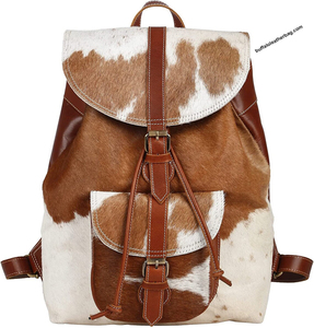 Vintage Cowhide Leather Hair On Backpack Laptop Travel Rucksack School Bag Handmade Durable Quality OEM LHBP-0064 - Product Image 3