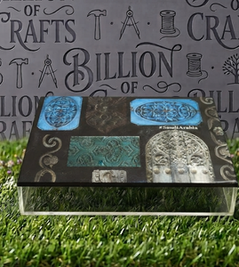 Moroccan Style Rectangular <b>Storage</b> <b>Box</b> With Engraved Design Acrylic Base <b>For</b> Living Room Decorative <b>Storage</b> - Product Image 1