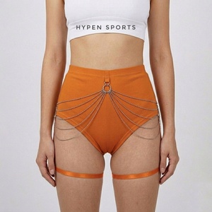 Shorts de Cintura Alta con Cadena, Estilo Europeo Americano, Ajustados, Efecto Push-Up, Sexys, para Pole Dance - Product Image 5