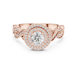 แหวนเพชรทรงกลมทองคำ 14K สำหรับเจ้าสาว ประดับเพชรเลี้ยงในห้องปฏิบัติการ สำหรับผู้หญิง |   เพชรที่เพิ่งเพาะเลี้ยง - Product Image 3