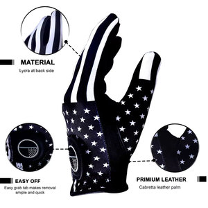 Guantes de Golf de Piel de Cabra con Diseño de Bandera Americana, Transpirables, con Relieve, para Hombre, Antideslizantes, con Cierre de Tirar, Deportivos - Product Image 3