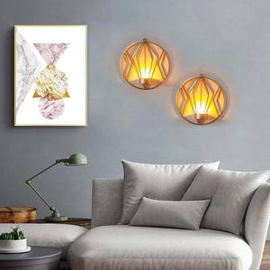 Ensemble de appliques murales classiques en métal or rose, design géométrique circulaire, construction légère, éclat chaleureux, décoration élégante pour la maison - Product Image 5