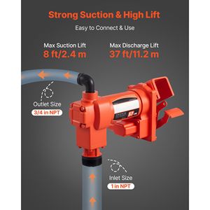 110V AC Electric Fuel Transfer <b>Pump</b> 15 GPM/57 L/min with 8 Ft/2.4 m Max <b>Suction</b> Lift and 37 Ft/11.28 m Max Lift Capacity - Product Image 3