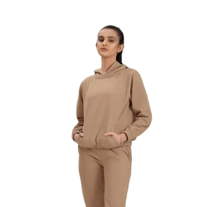 Ensemble de survêtement élégant et tendance pour femme, manches longues, en molleton de coton doux, deux pièces, sweat à capuche et pantalon de jogging, tenue décontractée d'hiver - Product Image 1