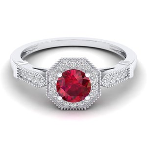 Bague Halo en argent sterling 925 de qualité supérieure REYES avec pierre précieuse rubis taille ronde 0,84 ct pour femmes, bijoux en moissanite certifiés GRA - Product Image 5