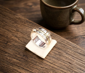 Pure 925 Sterling <b>Silver</b> & Brass Spinner <b>Ring</b> Handmade Hammered Wide Band Meditation Anxiety Relief Statement <b>Ring</b> Gift Her <b>Men</b> - Product Image 4