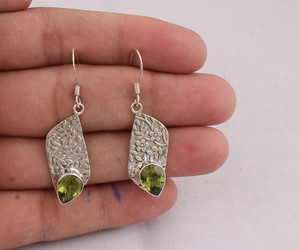 925 Sterling <b>Silver</b> Natural Peridot <b>Earrings</b> Handmade Pear Cut Green Gemstone Jewelry Teardrop <b>Dangle</b> Drop <b>Earrings</b> - Product Image 1